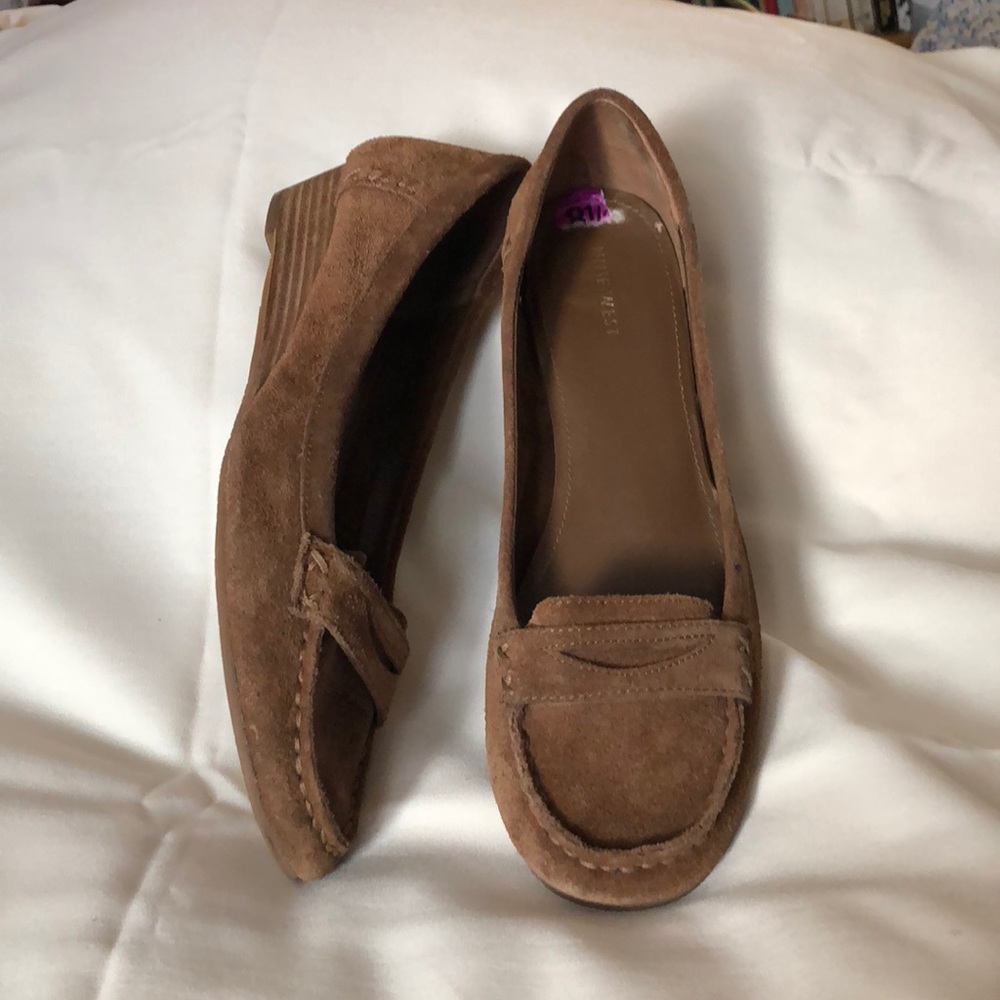 Nine West suede wedge penny loafers